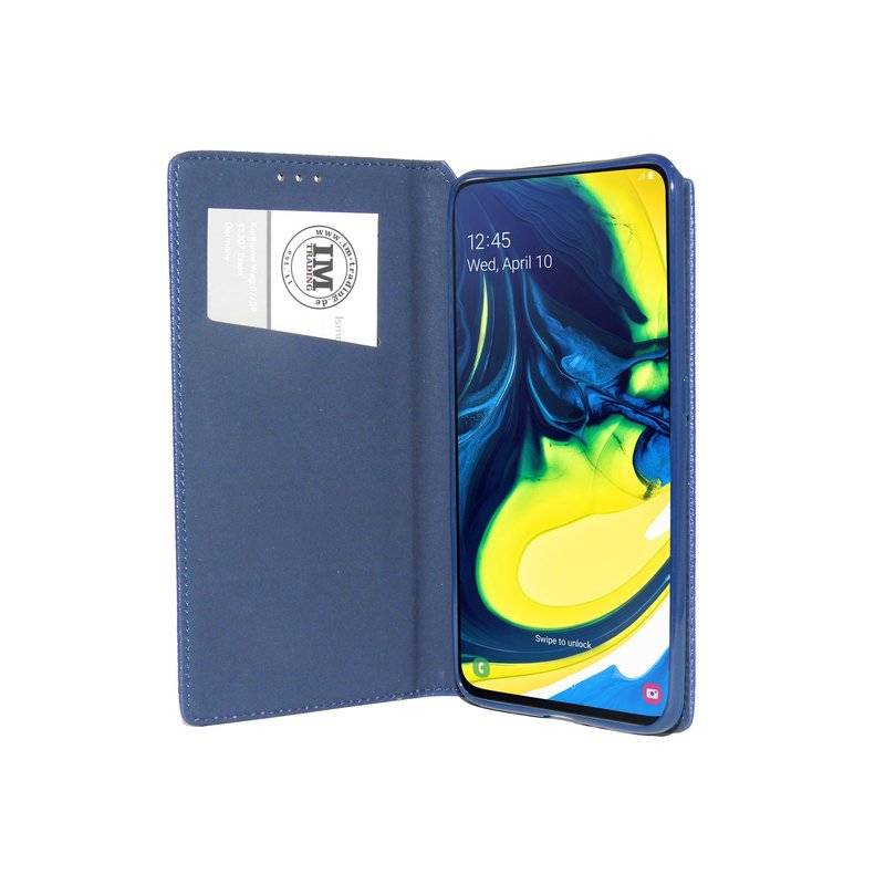 Buch Tasche "Smart" kompatibel mit SAMSUNG GALAXY A80 (A805F) Handy Hülle Etui Brieftasche Schutzhülle in Blau