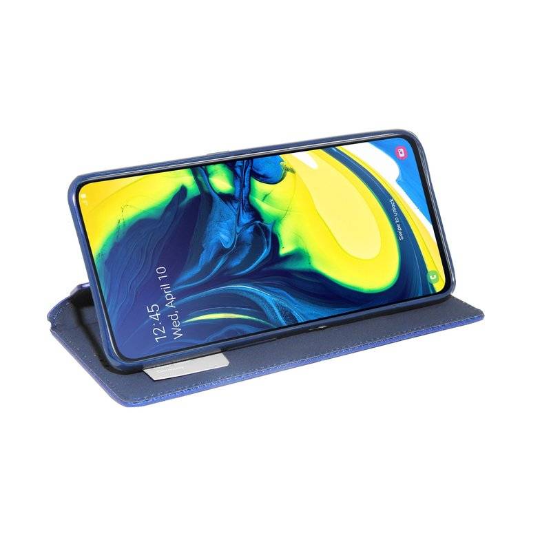 Buch Tasche "Smart" kompatibel mit SAMSUNG GALAXY A80 (A805F) Handy Hülle Etui Brieftasche Schutzhülle in Blau