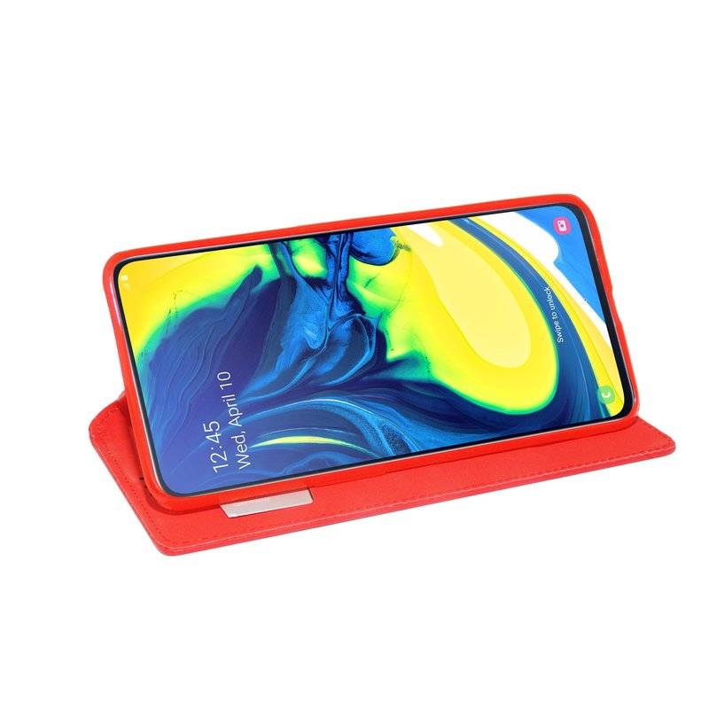 Buch Tasche "Smart" kompatibel mit SAMSUNG GALAXY A80 (A805F) Handy Hülle Etui Brieftasche Schutzhülle in Rot