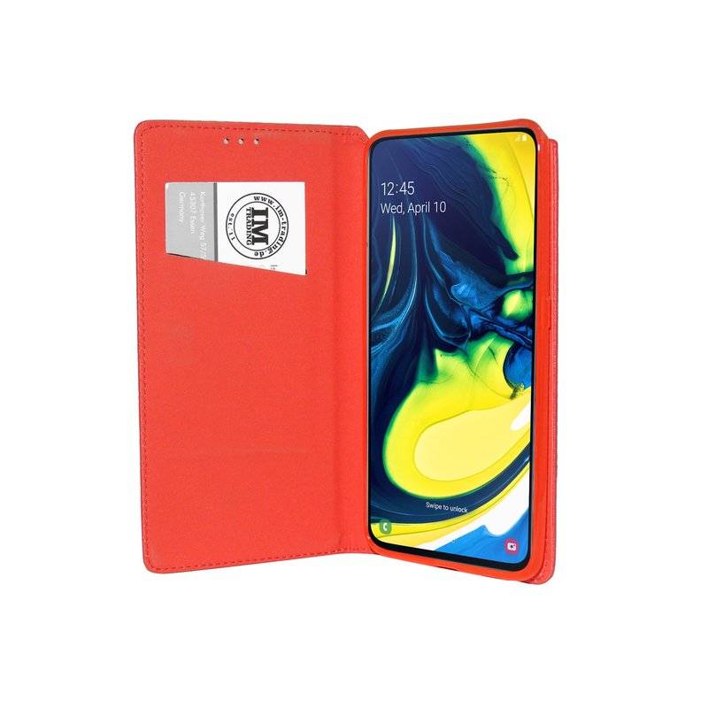 Buch Tasche "Smart" kompatibel mit SAMSUNG GALAXY A80 (A805F) Handy Hülle Etui Brieftasche Schutzhülle in Rot
