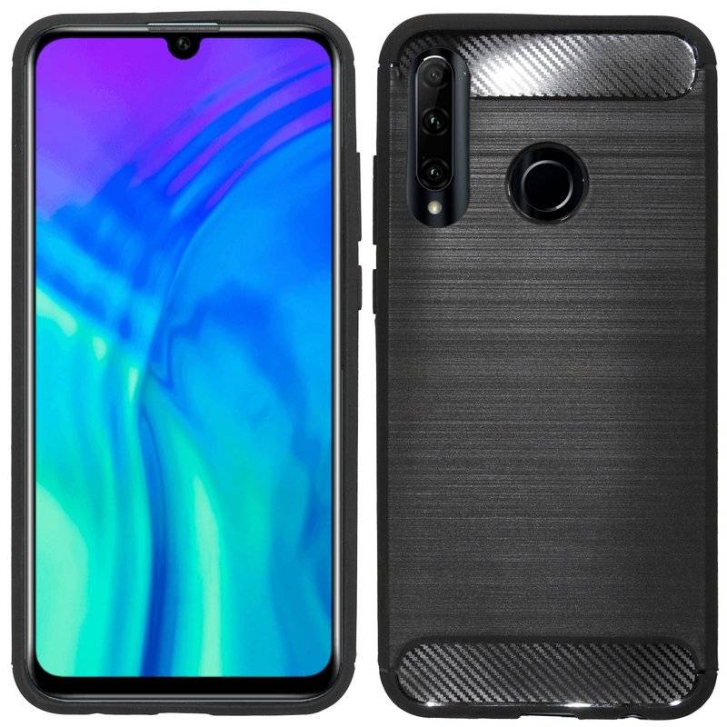 cofi1453® Silikon Hülle Carbon kompatibel mit HONOR 20 LITE Case TPU Soft Handyhülle Cover Schutzhülle Schwarz