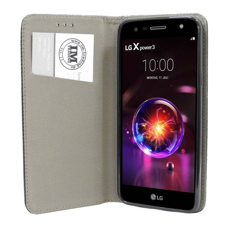 Buch Tasche "Smart" kompatibel mit LG X POWER 3 Handy Hülle Etui Brieftasche Schutzhülle mit Standfunktion in Schwarz