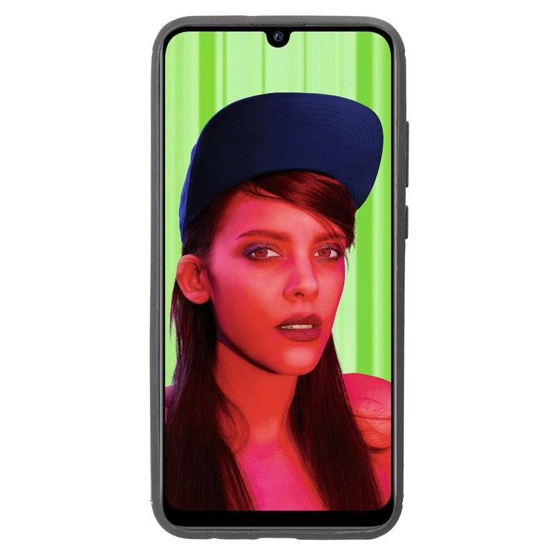 Silikon Hülle Carbon kompatibel mit HUAWEI P SMART+ PLUS 2019 TPU Case Soft Handyhülle Cover Schutzhülle Schwarz