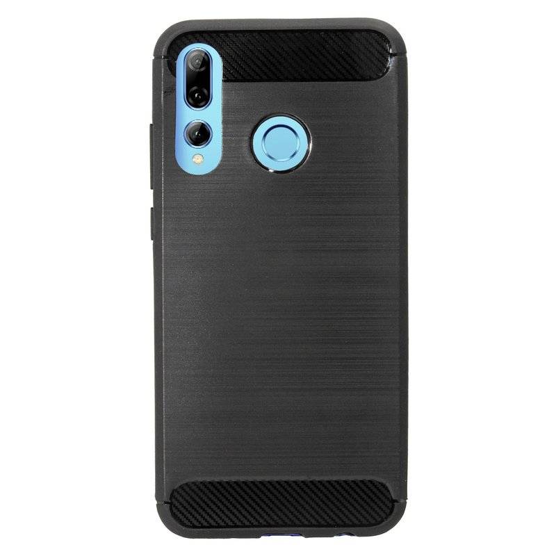 Silikon Hülle Carbon kompatibel mit HUAWEI P SMART+ PLUS 2019 TPU Case Soft Handyhülle Cover Schutzhülle Schwarz