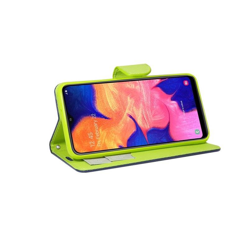 Buch Tasche "Fancy" kompatibel mit SAMSUNG GALAXY A10 (A105F) Handy Hülle Etui Brieftasche Schutzhülle in Blau-Grün