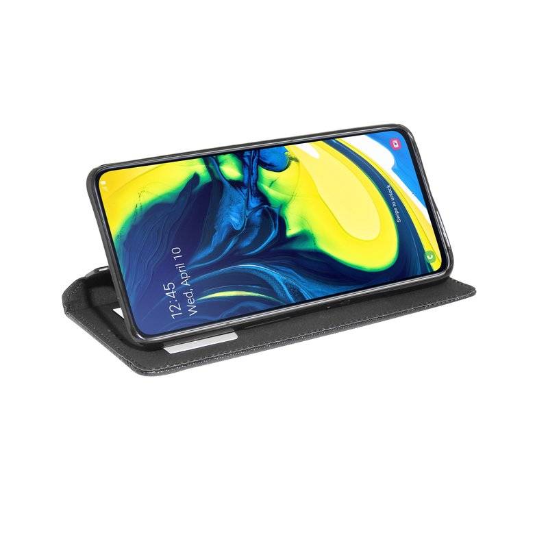 Buch Tasche "Smart" kompatibel mit SAMSUNG GALAXY A80 (A805F) Handy Hülle Etui Brieftasche Schutzhülle in Schwarz
