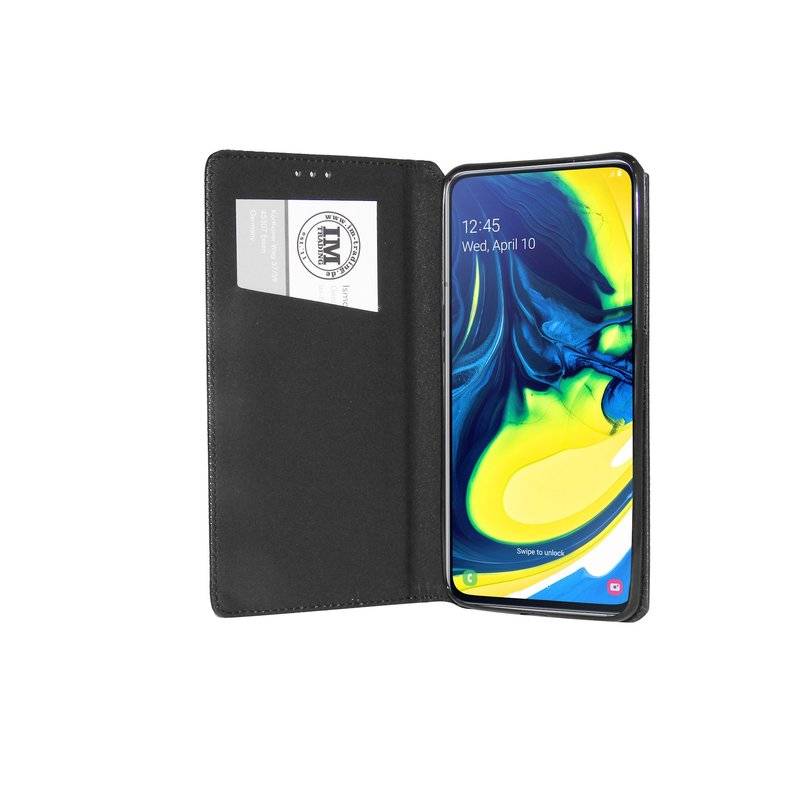 Buch Tasche "Smart" kompatibel mit SAMSUNG GALAXY A80 (A805F) Handy Hülle Etui Brieftasche Schutzhülle in Schwarz