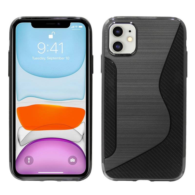 cofi1453® S-Line Hülle Bumper kompatibel mit iPhone 11 Silikonhülle Stoßfest Handyhülle TPU Case Cover in Schwarz