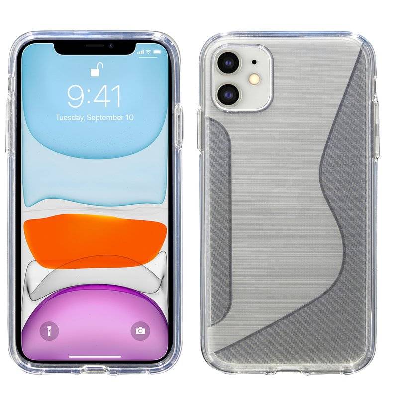 cofi1453® S-Line Hülle Bumper kompatibel mit iPhone 11 Silikonhülle Stoßfest Handyhülle TPU Case Cover in Transparent