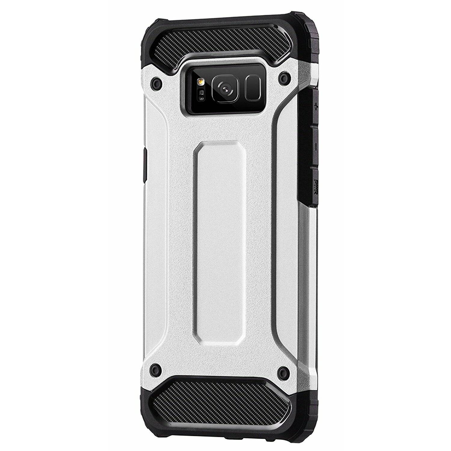 Schutzhülle "HYBRID" + 9H SchutzFOLIE für SAMSUNG MODELLE Outdoor Schutzglas in Silber Samsung Galaxy A70 (A705F)