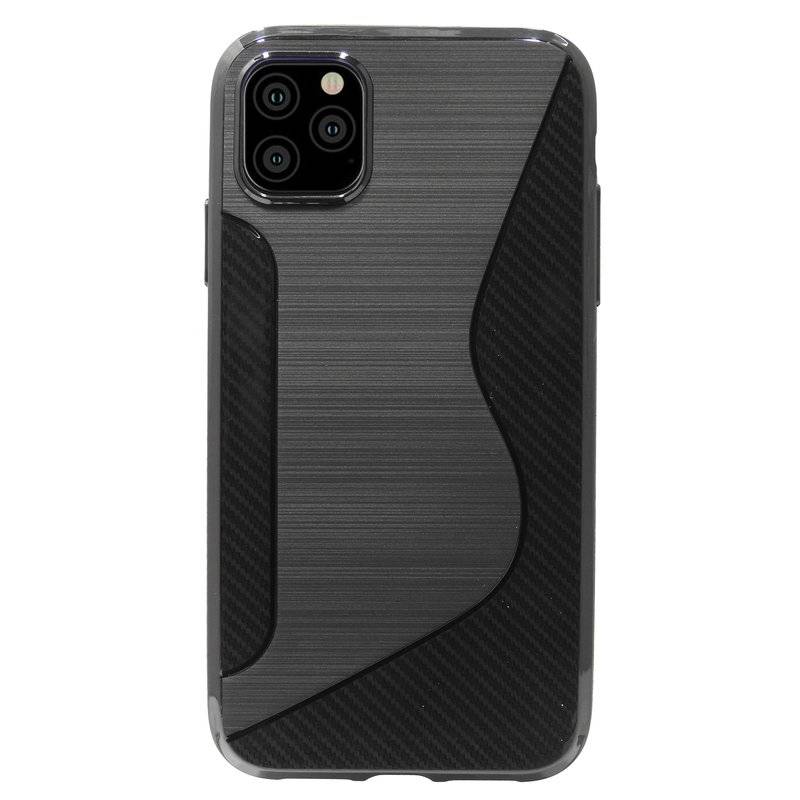 S-Line Hülle Bumper für iPhone 11 Pro Max Silikonhülle Stoßfest Handyhülle TPU Case Cover in Schwarz