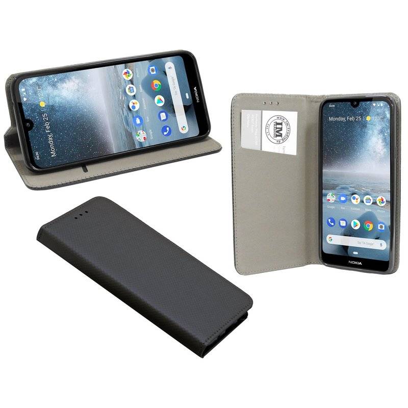 Buch Tasche "Smart" kompatibel mit NOKIA 4.2 Handy Hülle Etui Brieftasche Schutzhülle mit Standfunktion in Schwarz