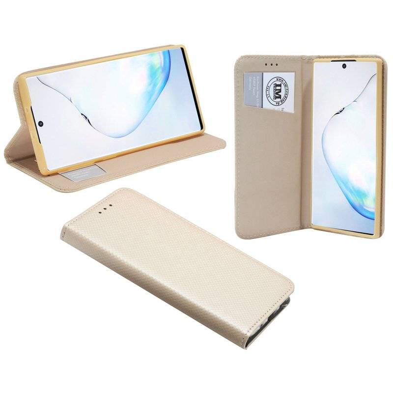 Buch Tasche "Smart" für SAMSUNG GALAXY NOTE 10 PLUS (N975F) Handy Hülle Brieftasche Schutzhülle mit Standfunktion Gold
