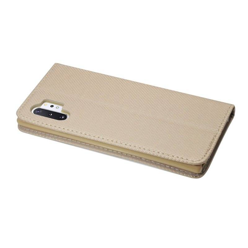 Buch Tasche "Smart" für SAMSUNG GALAXY NOTE 10 PLUS (N975F) Handy Hülle Brieftasche Schutzhülle mit Standfunktion Gold