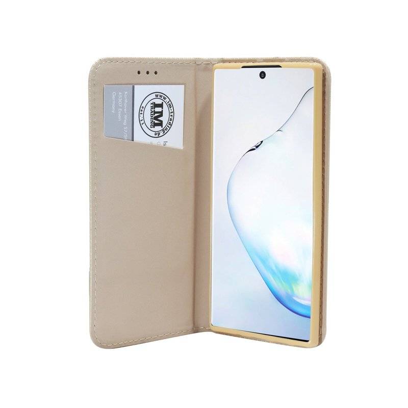 Buch Tasche "Smart" für SAMSUNG GALAXY NOTE 10 PLUS (N975F) Handy Hülle Brieftasche Schutzhülle mit Standfunktion Gold