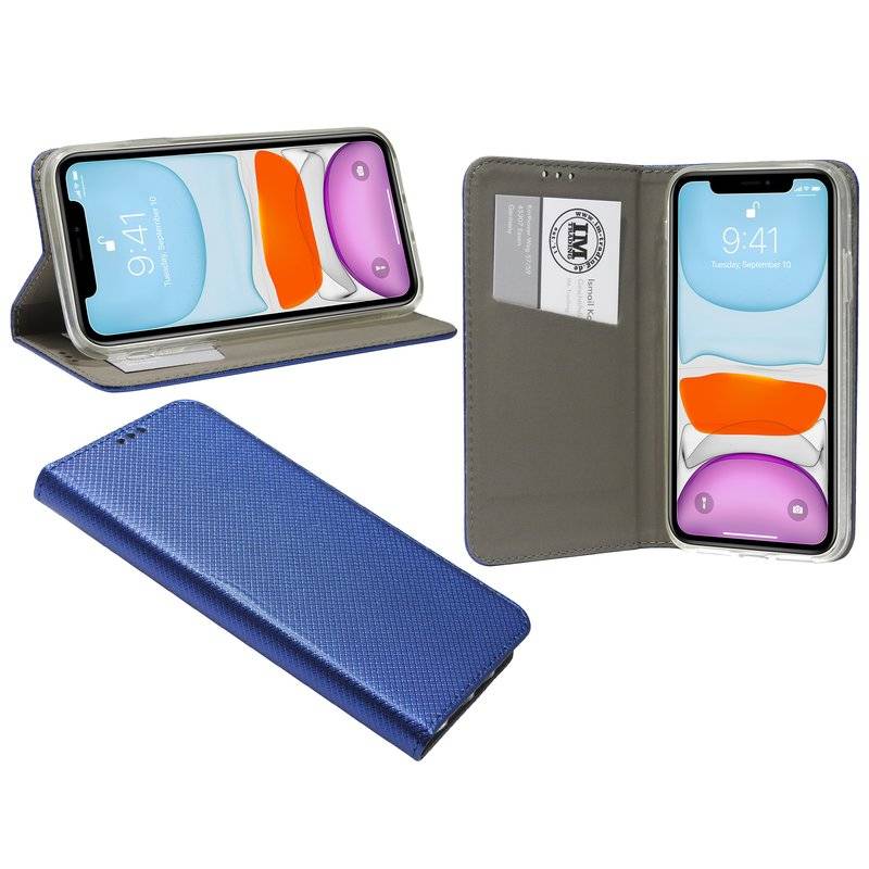 Buch Tasche Smart für iPhone 11 Handy Hülle Etui Brieftasche Schutzhülle mit Standfunktion, Kartenfach Blau