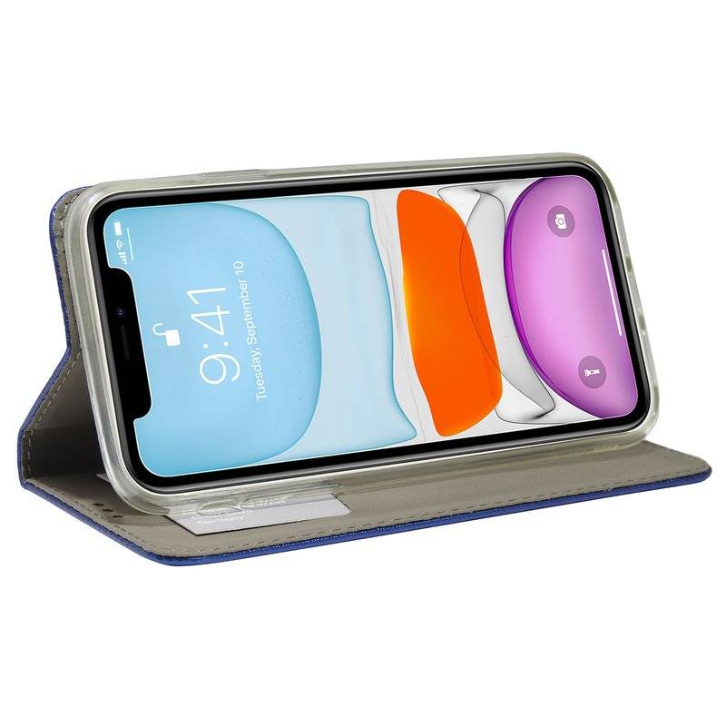Buch Tasche Smart für iPhone 11 Handy Hülle Etui Brieftasche Schutzhülle mit Standfunktion, Kartenfach Blau