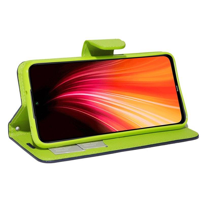 Buch Tasche "Fancy" für XIAOMI REDMI NOTE 8 Handy Hülle Etui Brieftasche Schutzhülle mit Standfunktion Blau-Grün