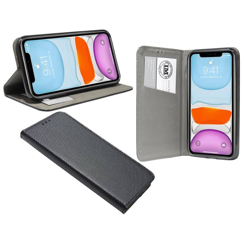 Buch Tasche Smart für iPhone 11 Handy Hülle Etui Brieftasche Schutzhülle mit Standfunktion, Kartenfach Schwarz
