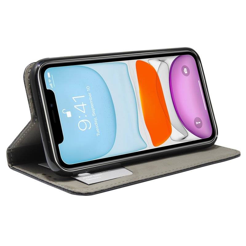 Buch Tasche Smart für iPhone 11 Handy Hülle Etui Brieftasche Schutzhülle mit Standfunktion, Kartenfach Schwarz