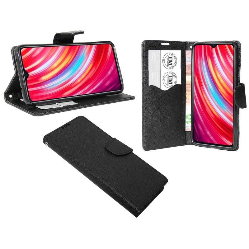 Buch Tasche "Fancy" für XIAOMI REDMI NOTE 8 PRO Handy Hülle Etui Brieftasche Schutzhülle mit Standfunktion Schwarz