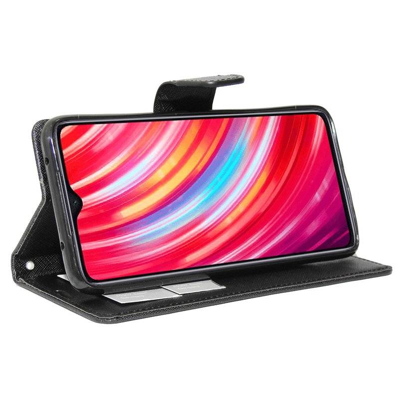 Buch Tasche "Fancy" für XIAOMI REDMI NOTE 8 PRO Handy Hülle Etui Brieftasche Schutzhülle mit Standfunktion Schwarz