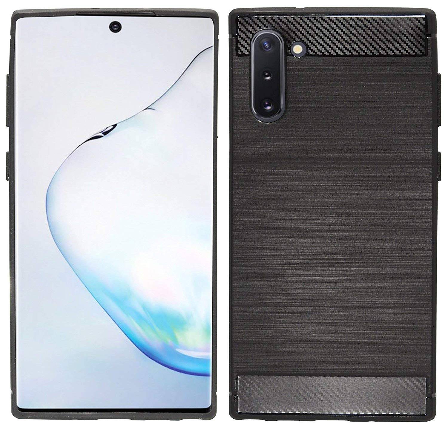 Silikon Hülle Carbon kompatibel mit SAMSUNG GALAXY NOTE 10 (N970F) TPU Case Soft Handyhülle Cover Schutzhülle