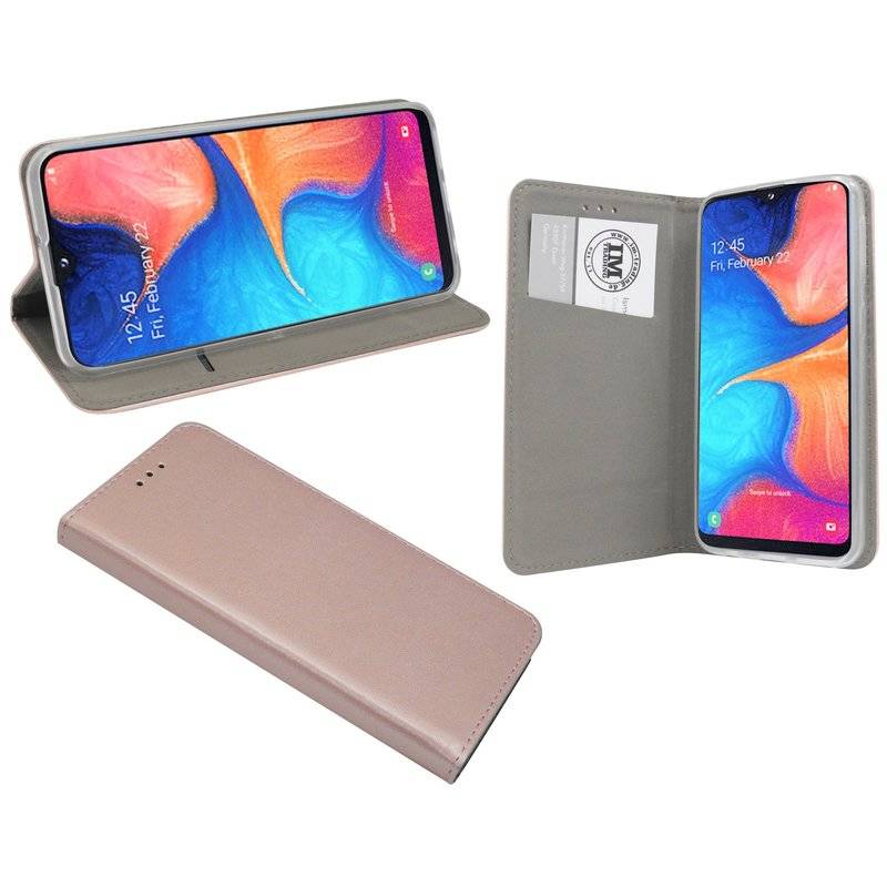 Buch Tasche "Smart" kompatibel mit SAMSUNG GALAXY A20e (A202F) Handy Hülle Etui Brieftasche Schutzhülle in Rose