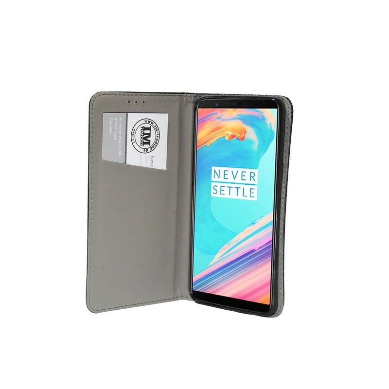 Buch Tasche "Smart" für OnePlus 5T Handy Hülle Etui Brieftasche Schutzhülle mit Standfunktion, Kartenfach Schwarz