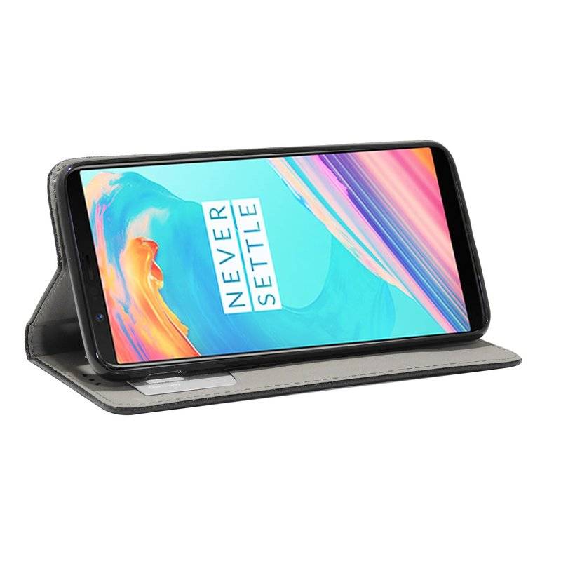 Buch Tasche "Smart" für OnePlus 5T Handy Hülle Etui Brieftasche Schutzhülle mit Standfunktion, Kartenfach Schwarz