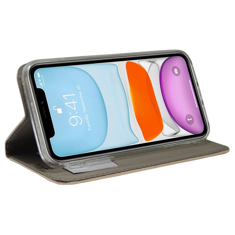 Buch Tasche Smart für iPhone 11 Handy Hülle Etui Brieftasche Schutzhülle mit Standfunktion, Kartenfach Gold
