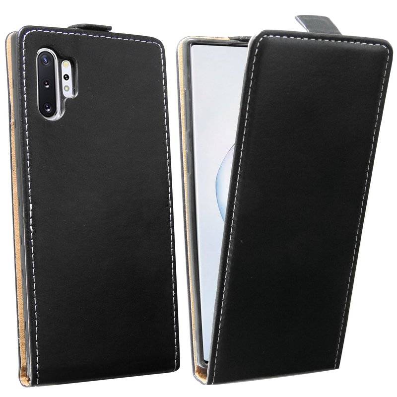 Flip Case für SAMSUNG GALAXY NOTE 10 PLUS (N975F) Handy Tasche vertikal aufklappbar Schutzhülle Klapphülle Schwarz