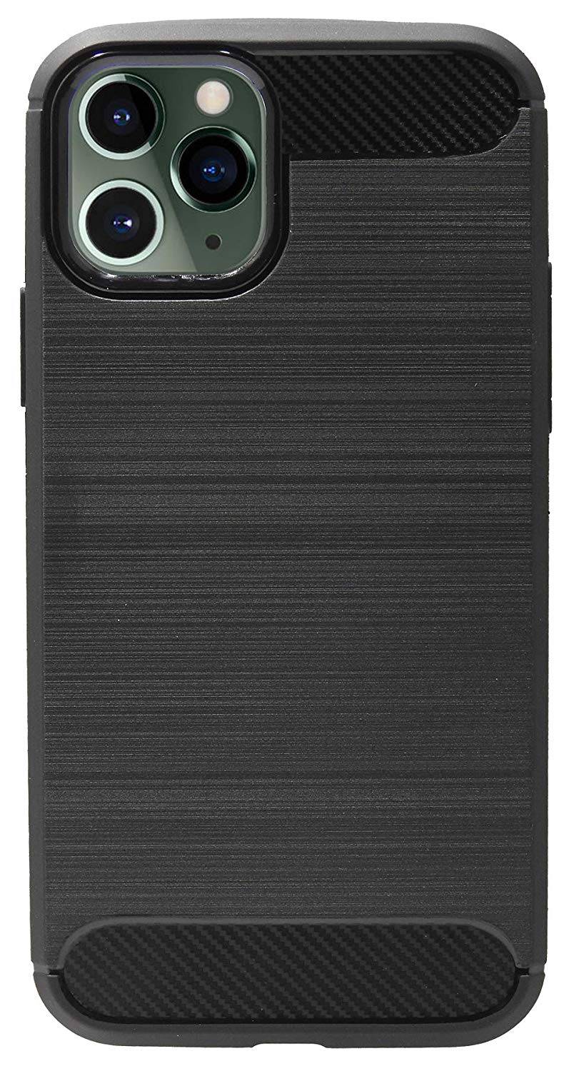 cofi1453® Silikon Hülle Carbon kompatibel mit iPhone 11 Pro TPU Case Soft Handyhülle Cover Schutzhülle Schwarz