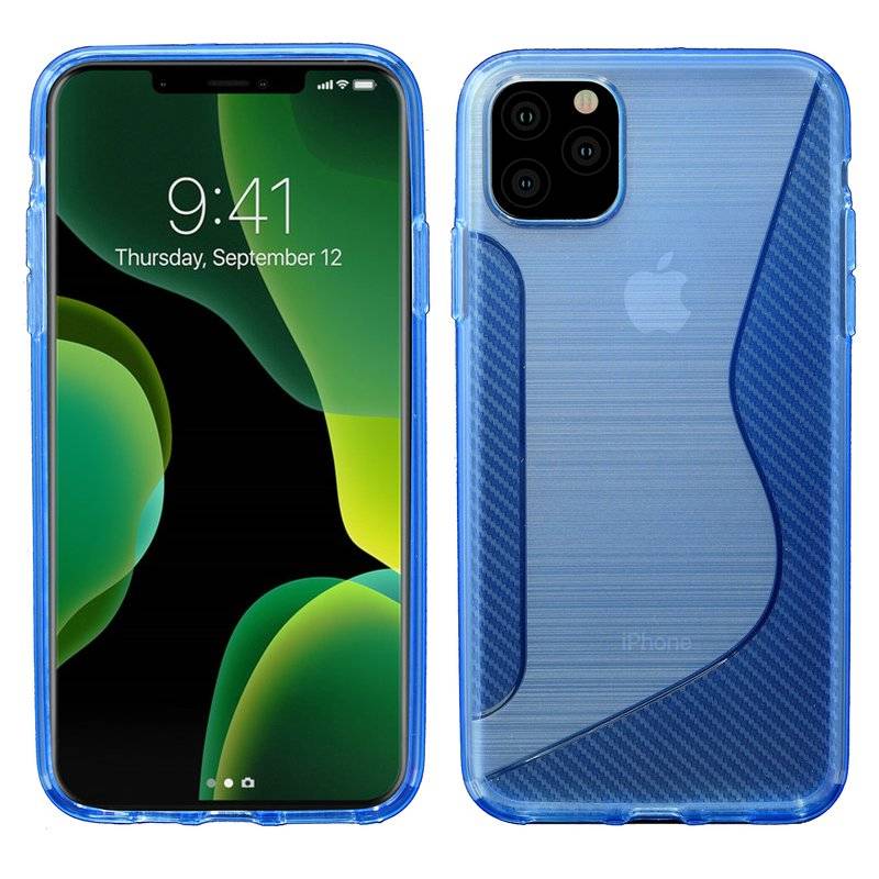 cofi1453® S-Line Hülle Bumper kompatibel mit iPhone 11 Pro Silikonhülle Stoßfest Handyhülle TPU Case Cover in Blau