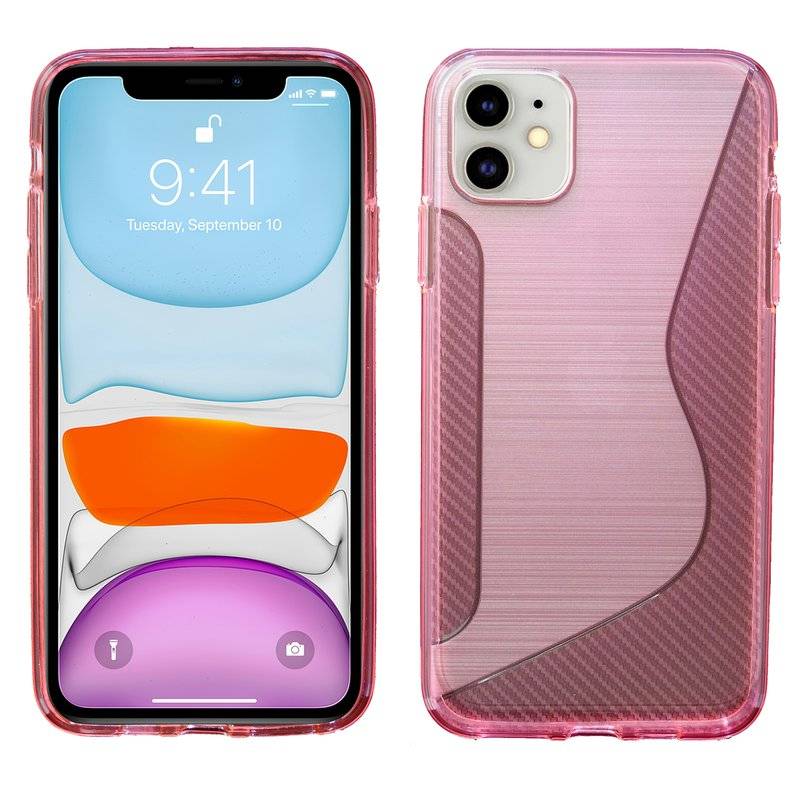 cofi1453® S-Line Hülle Bumper kompatibel mit iPhone 11 Silikonhülle Stoßfest Handyhülle TPU Case Cover in Pink