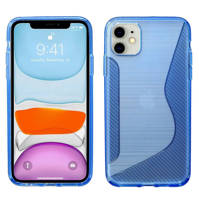 cofi1453® S-Line Hülle Bumper kompatibel mit iPhone 11 Silikonhülle Stoßfest Handyhülle TPU Case Cover in Blau