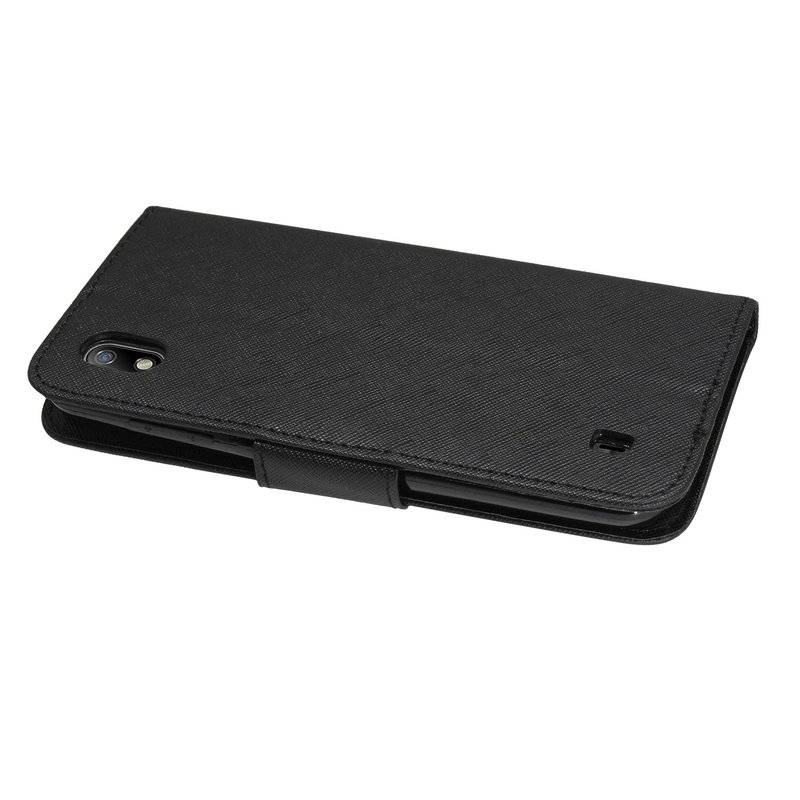 Buch Tasche Fancy für ZTE BLADE A7 Handy Hülle Etui Brieftasche Schutzhülle mit Standfunktion, Kartenfach Schwarz
