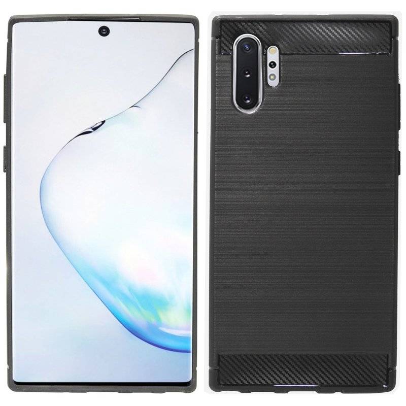 Silikon Hülle Carbon für SAMSUNG GALAXY NOTE 10 PLUS (N975F) TPU Case Soft Handyhülle Cover Schutzhülle