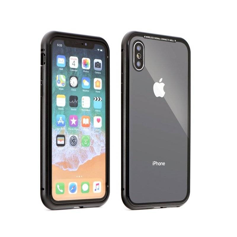 Magnet Slim Metall Case Schutz Tasche Handyhülle Handyschale Schutz Schwarz kompatibel mit iPhone 11 Pro