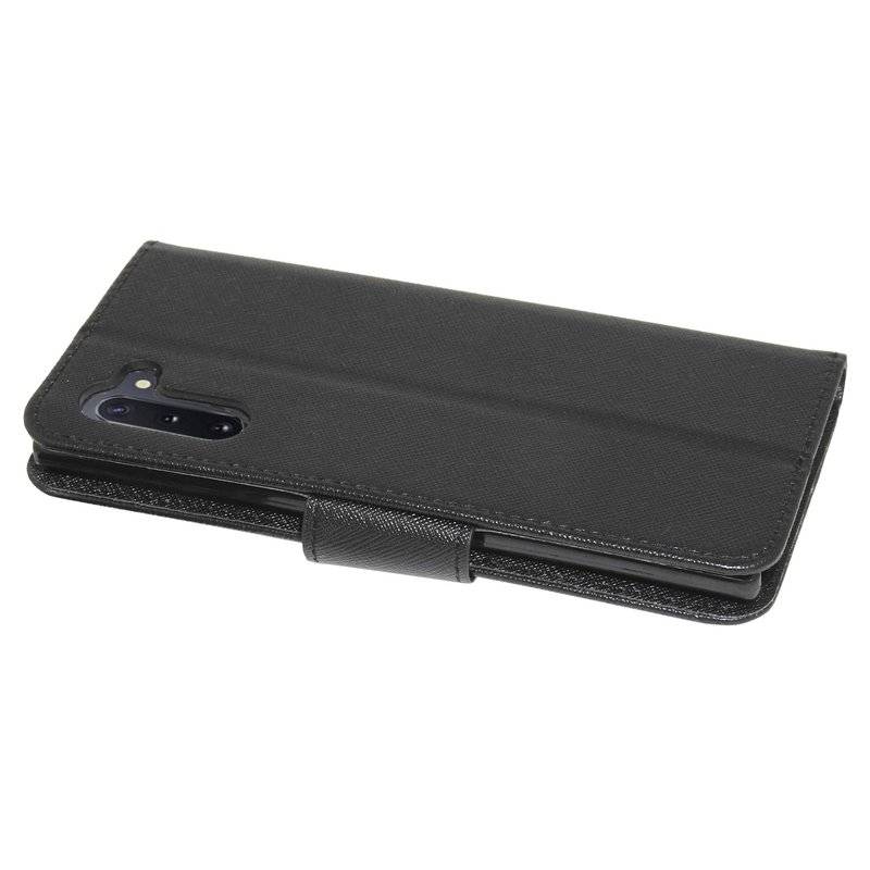 Buch Tasche "Fancy" für SAMSUNG GALAXY NOTE 10 (N970F) Handy Hülle Etui Brieftasche Schutzhülle Standfunktion Schwarz