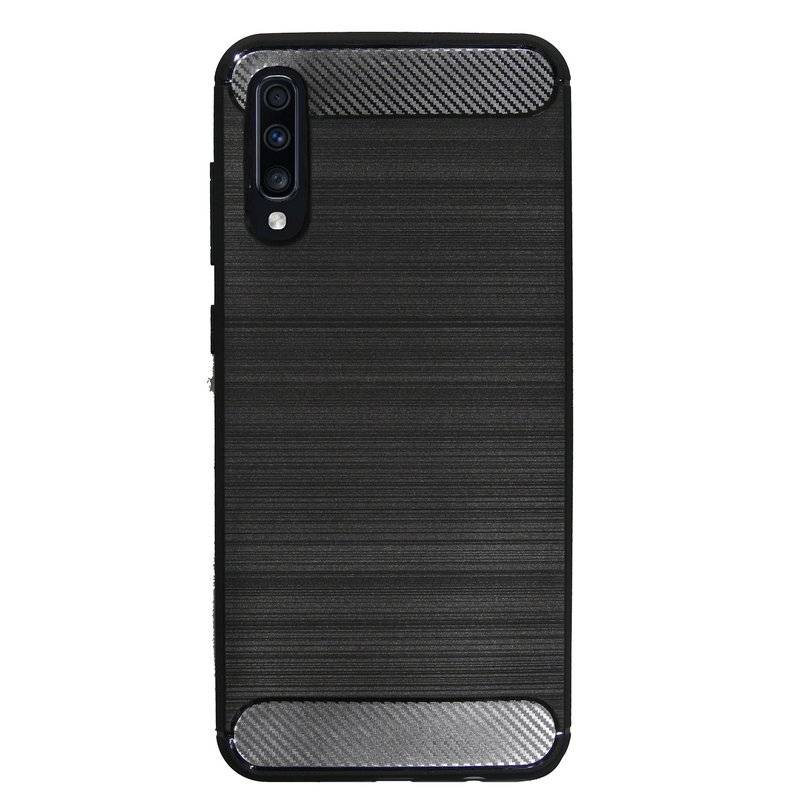 Silikon Hülle Carbon kompatibel mit SAMSUNG GALAXY A70 (A705F) TPU Case Soft Handyhülle Cover Schutzhülle Schwarz
