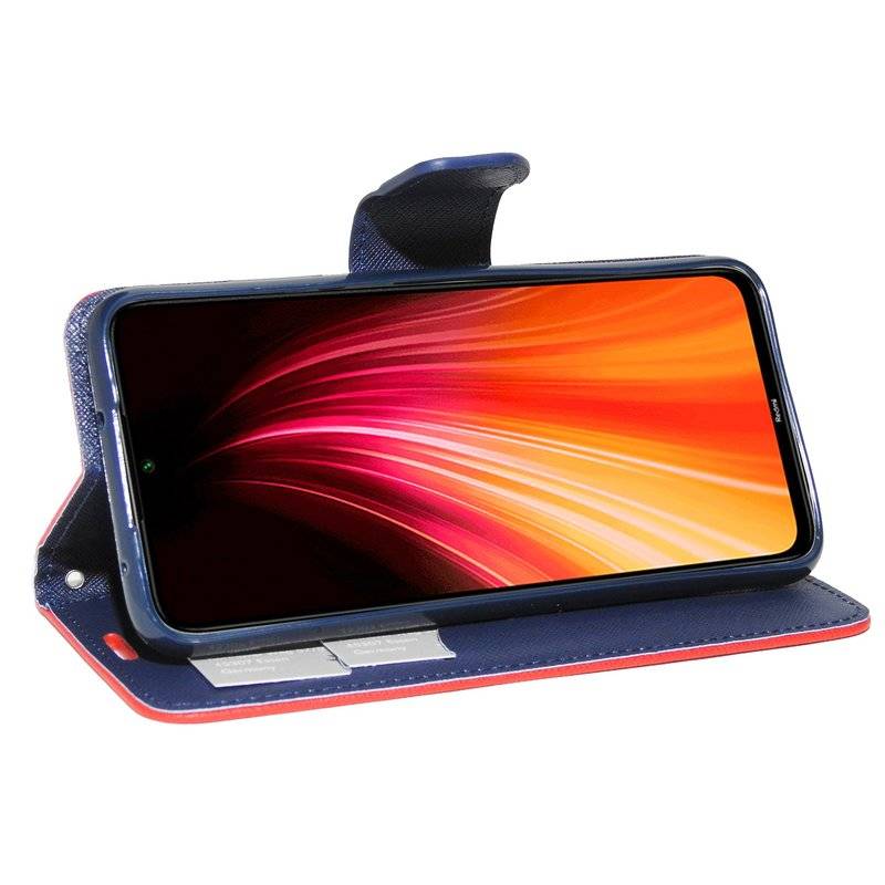 Buch Tasche "Fancy" für XIAOMI REDMI NOTE 8 Handy Hülle Etui Brieftasche Schutzhülle mit Standfunktion Rot-Blau