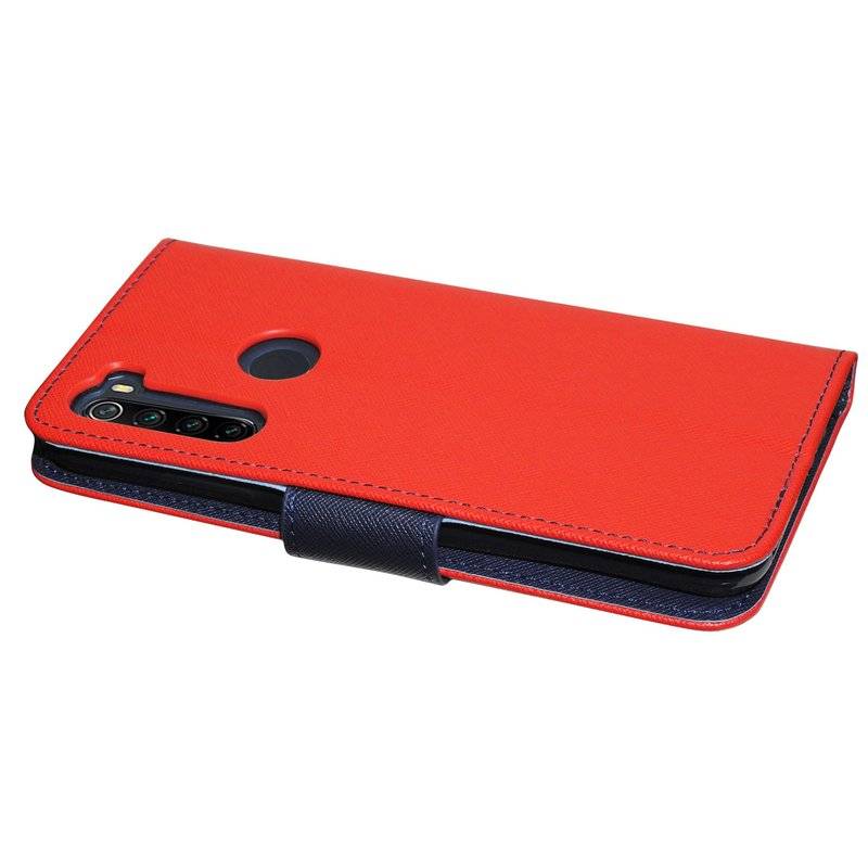Buch Tasche "Fancy" für XIAOMI REDMI NOTE 8 Handy Hülle Etui Brieftasche Schutzhülle mit Standfunktion Rot-Blau
