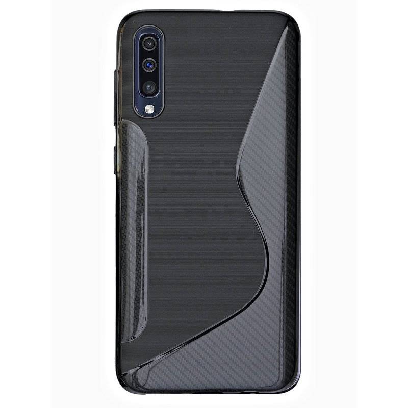 S-Line Hülle Bumper für Samsung Galaxy A30s A307F Silikonhülle Stoßfest Handyhülle TPU Case Cover Schwarz