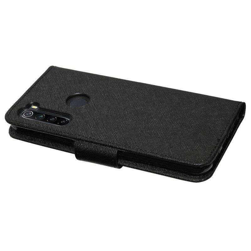 Buch Tasche "Fancy" für XIAOMI REDMI NOTE 8 Handy Hülle Etui Brieftasche Schutzhülle mit Standfunktion Schwarz