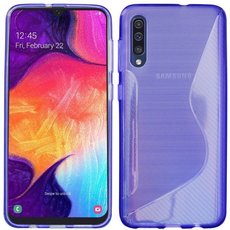S-Line Hülle Bumper für Samsung Galaxy A30s A307F Silikonhülle Stoßfest Handyhülle TPU Case Cover Lila