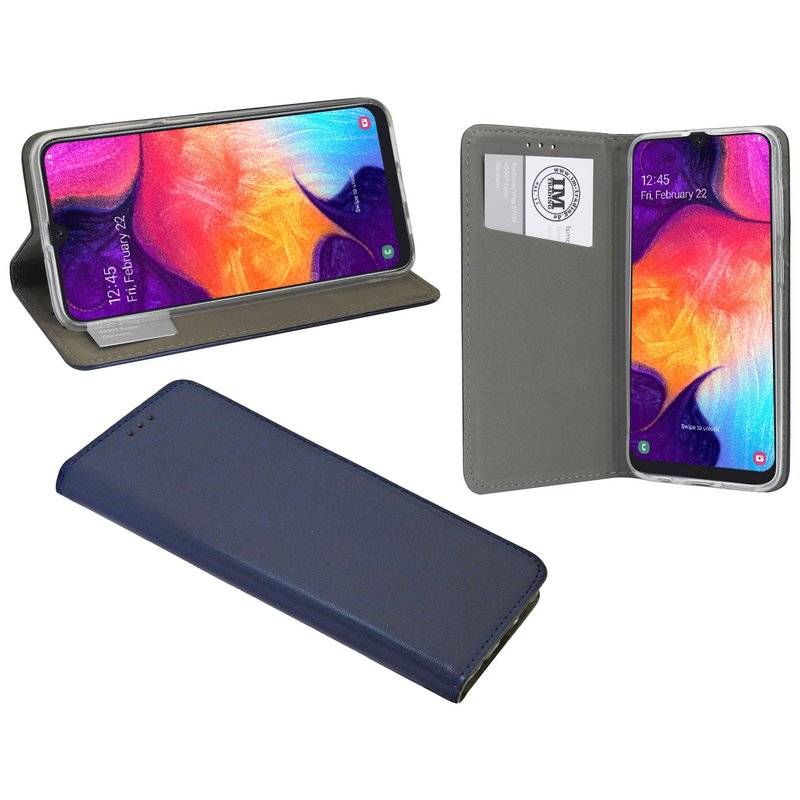 Buch Tasche "Prestige" für Samsung Galaxy A30s (A307F) Handy Hülle Etui Brieftasche Schutzhülle Standfunktion Blau