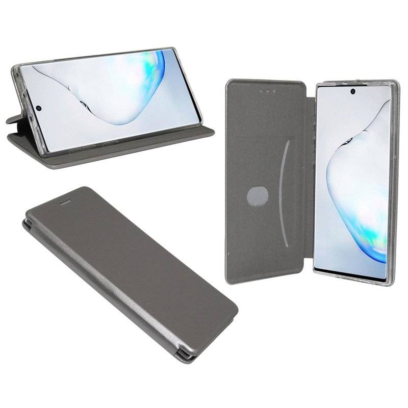 Buch Tasche "Elegance" für SAMSUNG GALAXY NOTE 10 PLUS (N975F) Handy Hülle Etui Brieftasche Schutzhülle Anthrazit