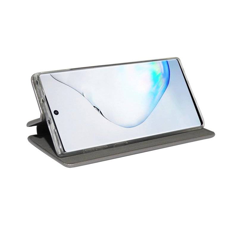 Buch Tasche "Elegance" kompatibel mit SAMSUNG GALAXY NOTE 10 (N970F) Handy Hülle Etui Brieftasche Schutzhülle Grau