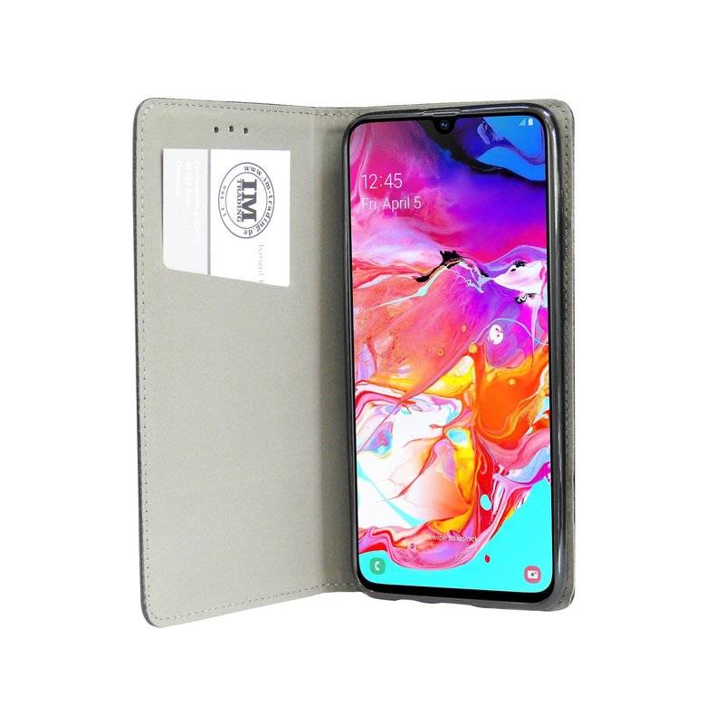 Buch Tasche "Smart" kompatibel mit SAMSUNG GALAXY A70 (A705F) Etui Brieftasche Schutzhülle mit Standfunktion in schwarz